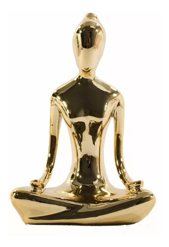 Estátua Enfeite Decorativo Posição De Yoga - Dourado