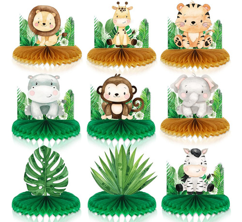 9 Piezas De Centros De Mesa De Panal De Abejas De Animales D