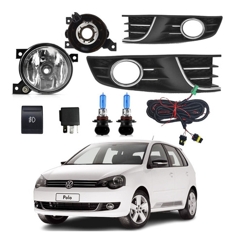 Kit Farol Neblina Polo Hatch 2014 2015 Com Super Branca