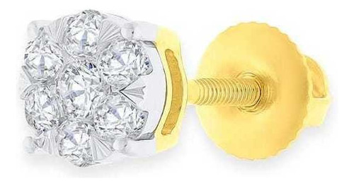 Broquel Bizzarro Oro Amarillo 14k Y 15pts De Diamante (1pza)