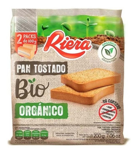 Pack X3 Pan Tostado Bio Orgánico Riera X 200gr