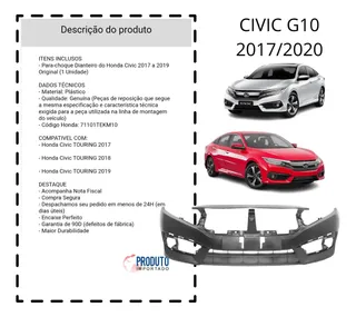 Parachoque Dianteiro Civic G10 2017 2018 2019 2020 Novo 15 Preto