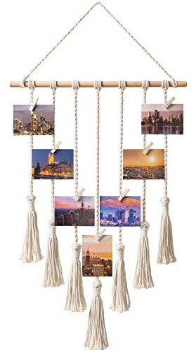 Mkono Hanging Photo Display Macrame Wall Hanging Pictures Or