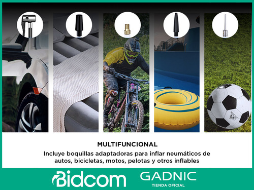 Compresor De Aire Gadnic Con Cable 12v Panel Digital Luz Led