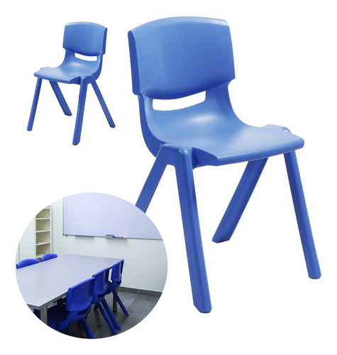 Kit 2 Silla Escolar Plástico Aulas Tamaño Grande Apilable