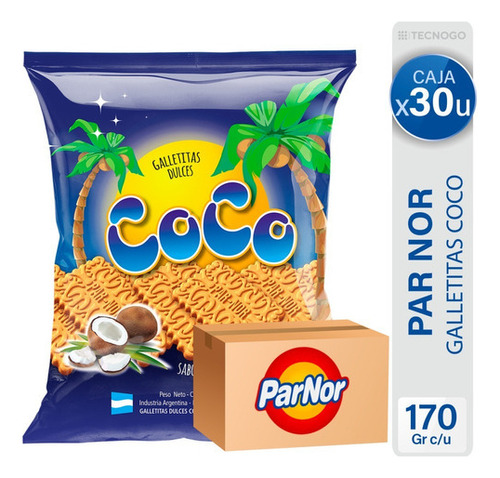 Caja Galletitas Sabor Coco Parnor Galletas Dulces Pack