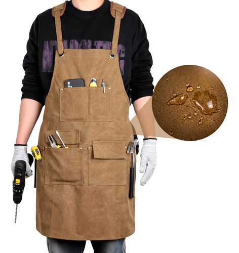 Delantal De Carpintería Lona Encerada Impermeable Ajustable