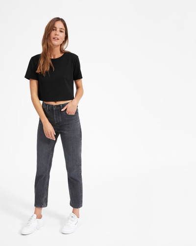 Everlane Crop Top Deportivo Perfom Negro Tela Transpirable