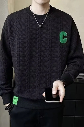 Sudadera Casual De Invierno Con Cuello Redondo Y Forro Polar