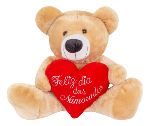 Urso De Pelúcia Coração Feliz Dia Dos Namorados 80cm