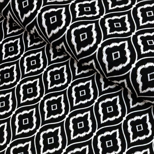 Tecido Jacquard Estampado Geométrico Preto