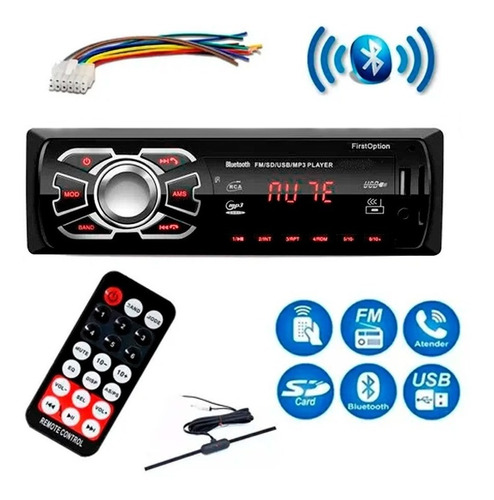 Rádio Automotivo Mp3 Com Porta Usb Sd Com Bluetooth + Antena