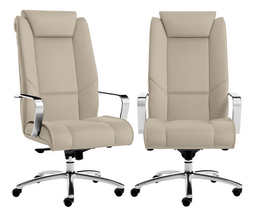 02 Cadeiras Presidente Exec. New Onix Tecido Sintético Areia Material do estofamento Couro sintético