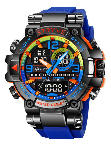 Relojes de pulsera luminosos analógico-digitales Stryve con fondo azul
