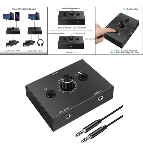 Conmutador De Audio Estéreo De 3,5 Mm Selector De Salida 1