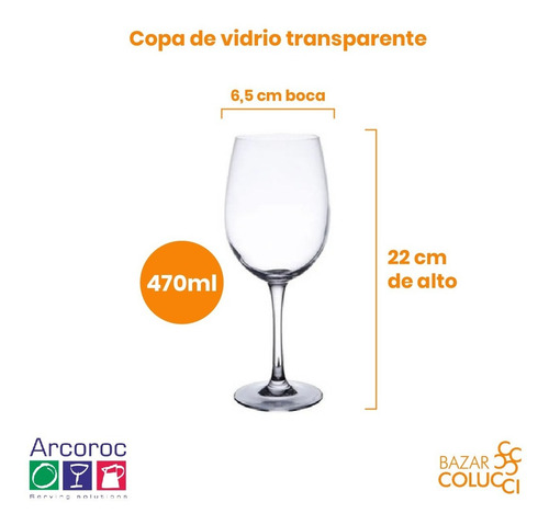X6 Copa Cabernet 470cc, Arcoroc - Bazar Colucci