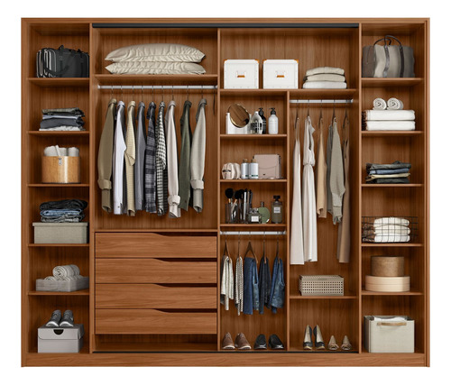 Guarda Roupa Casal Laredo 4 Portas 4 Gavetas Flex Com Vidro