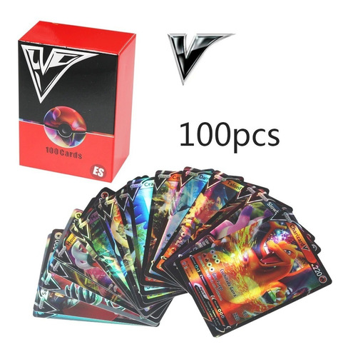 Caja 100 Cartas Pokemon Vmax. Gx, Tag Team