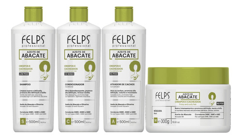 Felps Cachos Kit Shampoo Condicionador Máscara + Ativador 