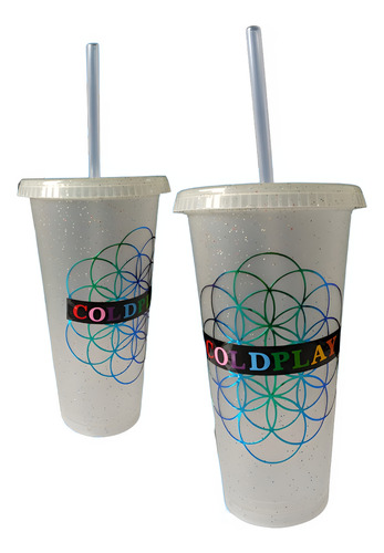 Vaso Personalizado Coldplay Grande Satarbucks Con Popote