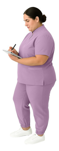 Pijama Quirurgica Antifluidos Dama Tallas Plus 5xl Lila Lisa 4xg
