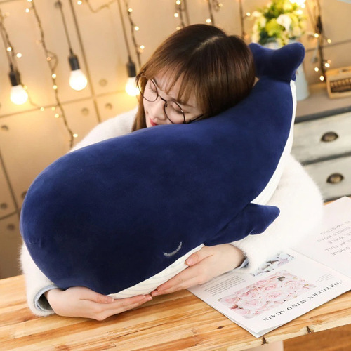 Imagen 6 de 6 de Peluche Almohada De Ballena Azul 45cm