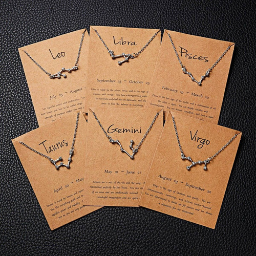 Collar Zodiaco Constelacion Signo Geminis + Regalo Oro/plata