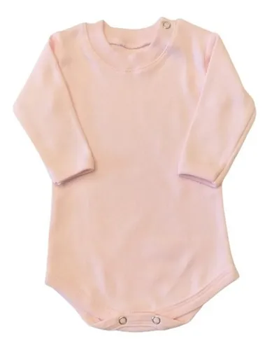 Body Bebe Manga Larga Algod n Blanco Liso Primera Calidad