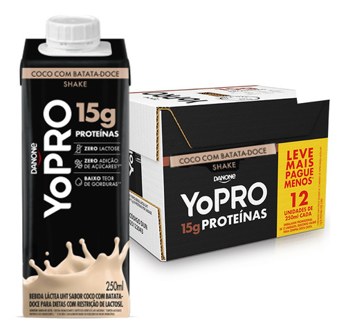 12x Yopro Coco C/ Batata Doce Uht 15g Proteinas 250ml