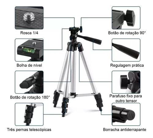 Tripé Para Celular E Suporte De Câmera Suporte De Telefone C