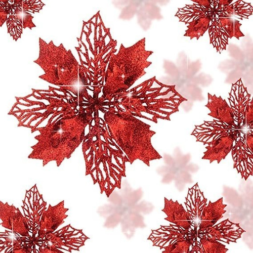 Flores Artificiales De Navidad Rojo (pack De 16)