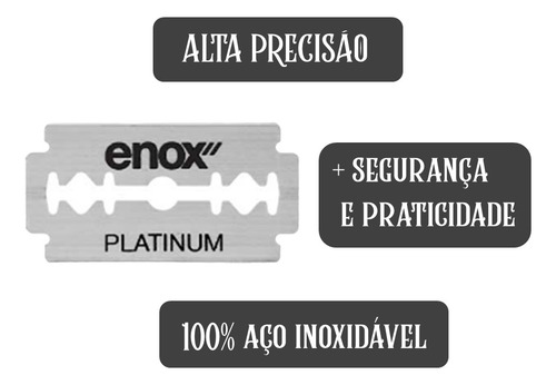Lâminas De Barbear Aço Inox Enox Platinum Duplo Fio C/ 4un