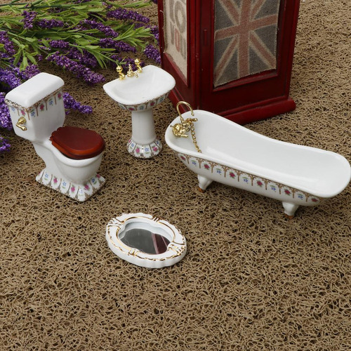 1/12 Juego De Baño En Miniatura Para Casa De Muñecas