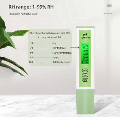 Medidor De Ph 3 En 1 ( Ph ,humedad Y Temp.) Bluetooth