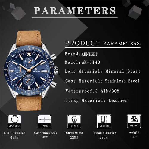 Aknight Reloj Para Hombre Reloj De Cuarzo Analógico Con Cron