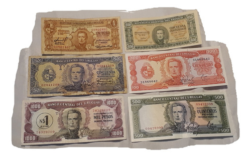 Billetes Uruguay Pesos Lote X 6  Antiguos Sc- Mbc  Ebc  Bc 