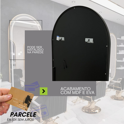 Espelho Oval De Chão Lopazzi Corpo Inteiro Grande Moderno Com Luz 3000k E 6500k Do 170cm X 70cm Com 3cm De Diâmetro Energia Elétrica 110v/220v Quadro Dourado