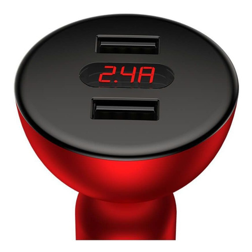 Carregador Veicular Digital Baseus Shake-head 4.8a Vermelho | Parcelamento sem juros