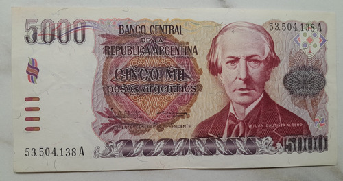 Billete Colección Cinco Mil Pesos Argentinos  Serie A !!!!