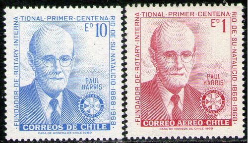 Chile 2 Sellos Mint Rotary International Paul Harris 1970 