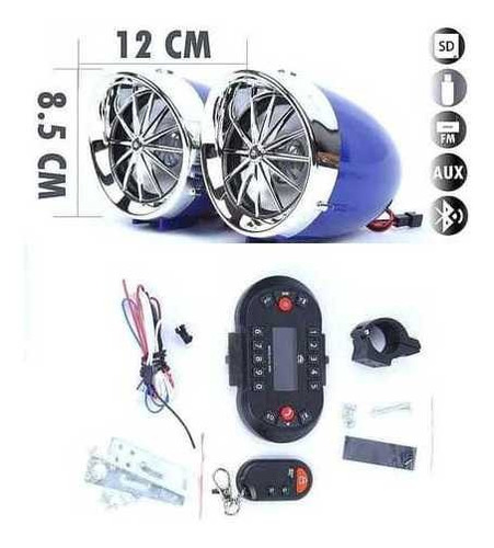 Alarma Moto Parlantes Bluetooth Radio Fm Usb Mp3 Sd Luz 12v