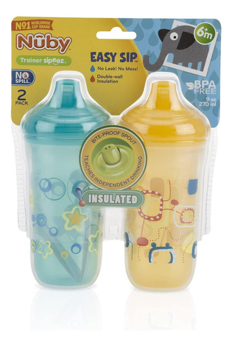 Nuby Boquilla Dura Aislada Sin Derrames, Taza De 9 Onzas, Lo