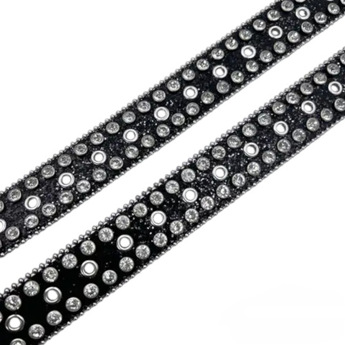 Cinturón Bb Simón Diamantado, Hombre Mujer Y2k G5 Negro