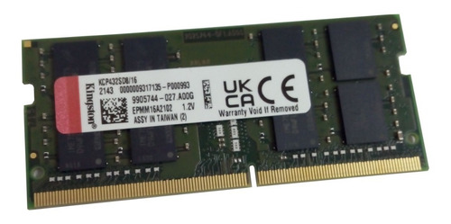 Memoria Ram Kingston 16 Gb Ddr4, 3200mhz, Cl22, So-dimm