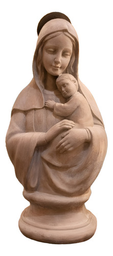 Virgen María Con Niño Gris Figura Religiosa Campoamor Deco