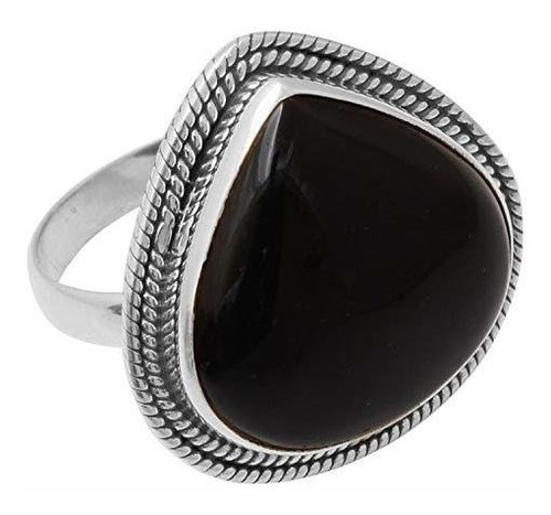 Natural Black Onyx Gemstone 925 Sterling Silver Ring Engagem