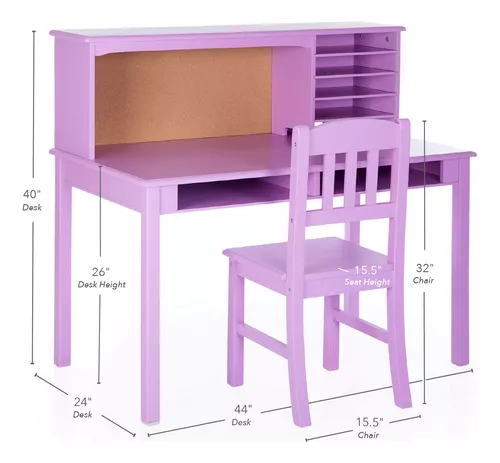 Guidecraft - Conjunto de escritorio y silla juveniles, estación de trabajo,  computación y para estudiar, con gabinete y repisas, mueble para