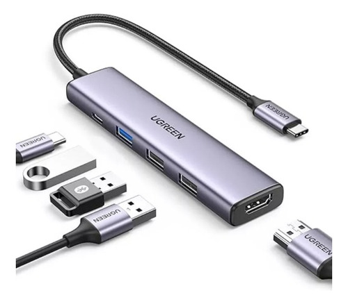 Adaptador Ugreen Para Macbook 5 En 1 Tipo C 3 Usb 1 C 1 Hdmi