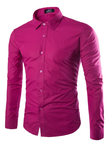 Camisa Casual Formal Manga Larga Slim Fit Para Hombre