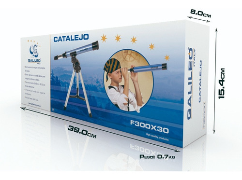 Imagen 3 de 4 de Telescopio Catalejo Infantil F300x30 + Tripode Galileo Full